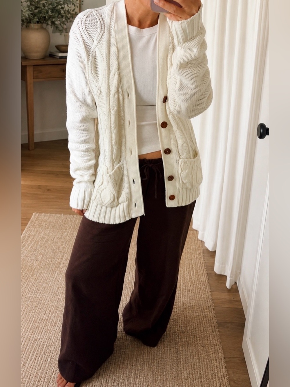 Vintage Sears Cable Knit Cardigan | Cream Fisherman Knit || Men’s size 40
